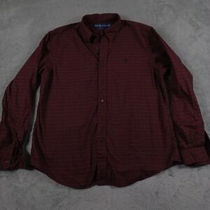 Ralph Lauren Shirt Mens XL Red Plaid Custom Fit Button Down Preppy‎ Scholar